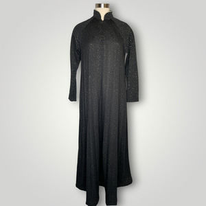 Vintage Gray Rose Black and Gold Speckled House Dress Nightgown Robe Dramatic